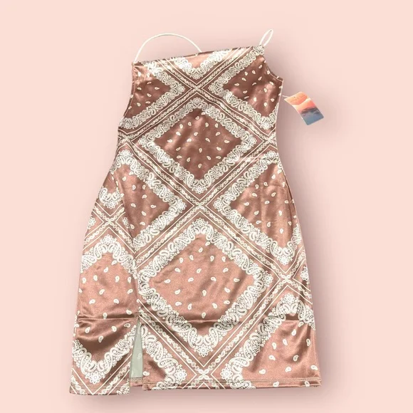 NWT Haley & June Silk Bandana Print Slip Dress - Picture 2 of 8